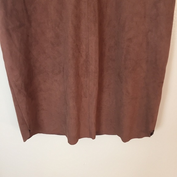 [1.State] Brown Faux Suede Henley Sleeveless Dress - Picture 12 of 12